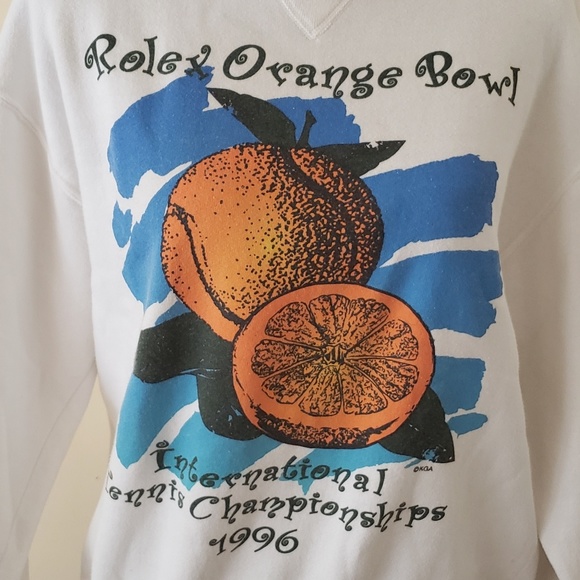 💕 Vintage 90s Rolex Orange Bowl Sweatshirt - Picture 2 of 3